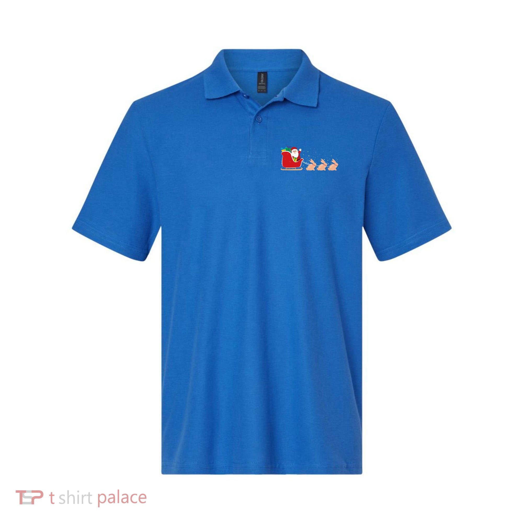 Rabbit Santa Christmas Sleigh Funny Rabbit Xmas Gift Polo