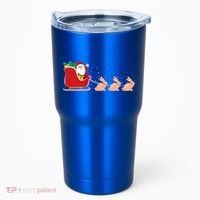 Rabbit Santa Christmas Sleigh Funny Rabbit Xmas Gift Tumbler thumb 0