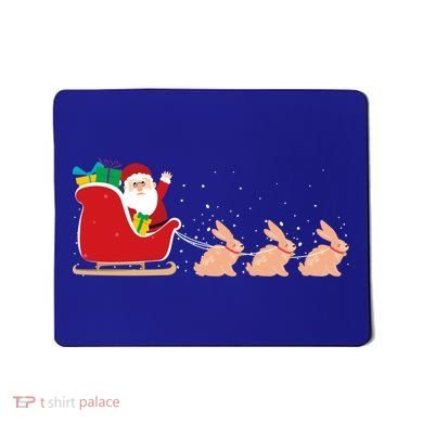 Rabbit Santa Christmas Sleigh Funny Rabbit Xmas Gift Mousepad