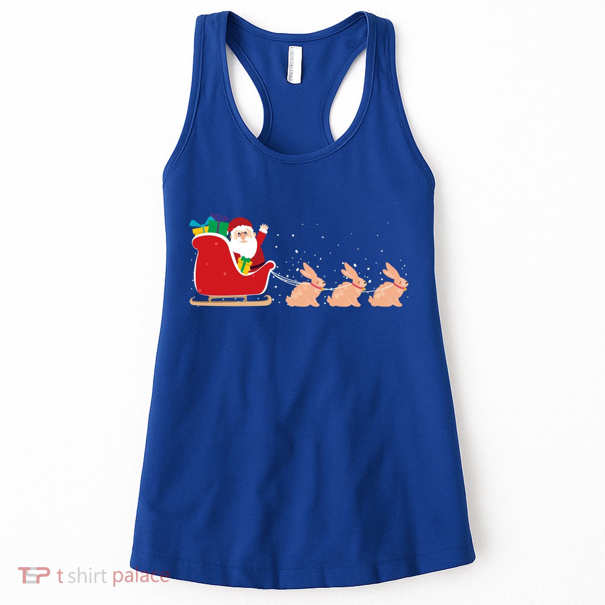 Rabbit Santa Christmas Sleigh Funny Rabbit Xmas Gift Women's Tank Top