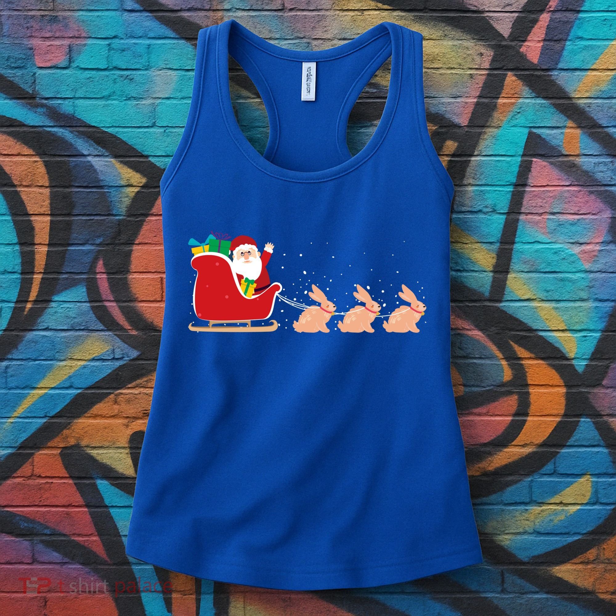 Rabbit Santa Christmas Sleigh Funny Rabbit Xmas Gift Women's Tank Top