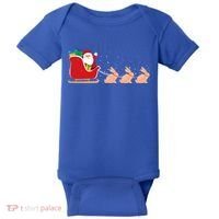 Rabbit Santa Christmas Sleigh Funny Rabbit Xmas Gift Baby Bodysuit thumb 0