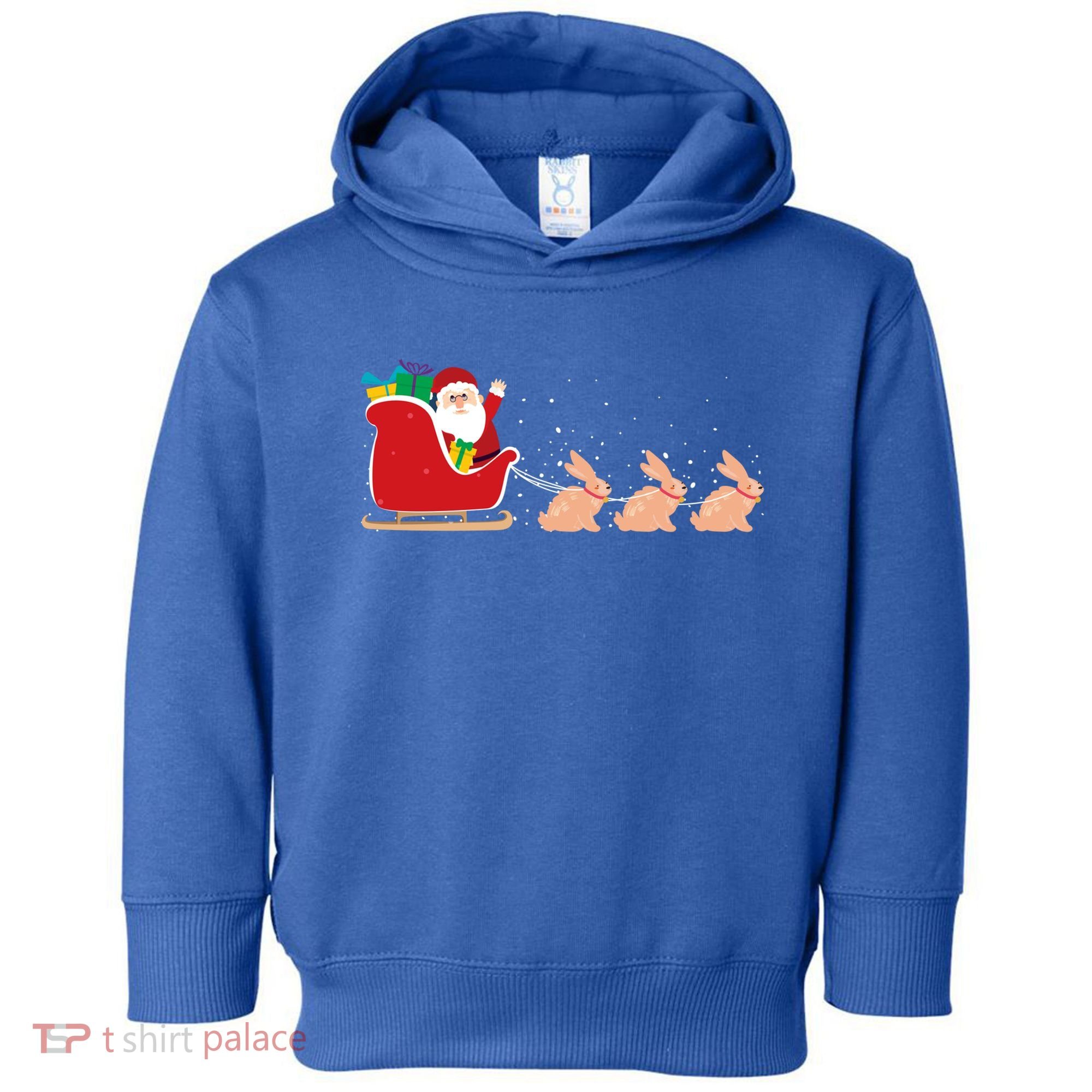 Rabbit Santa Christmas Sleigh Funny Rabbit Xmas Gift Toddler Hoodie