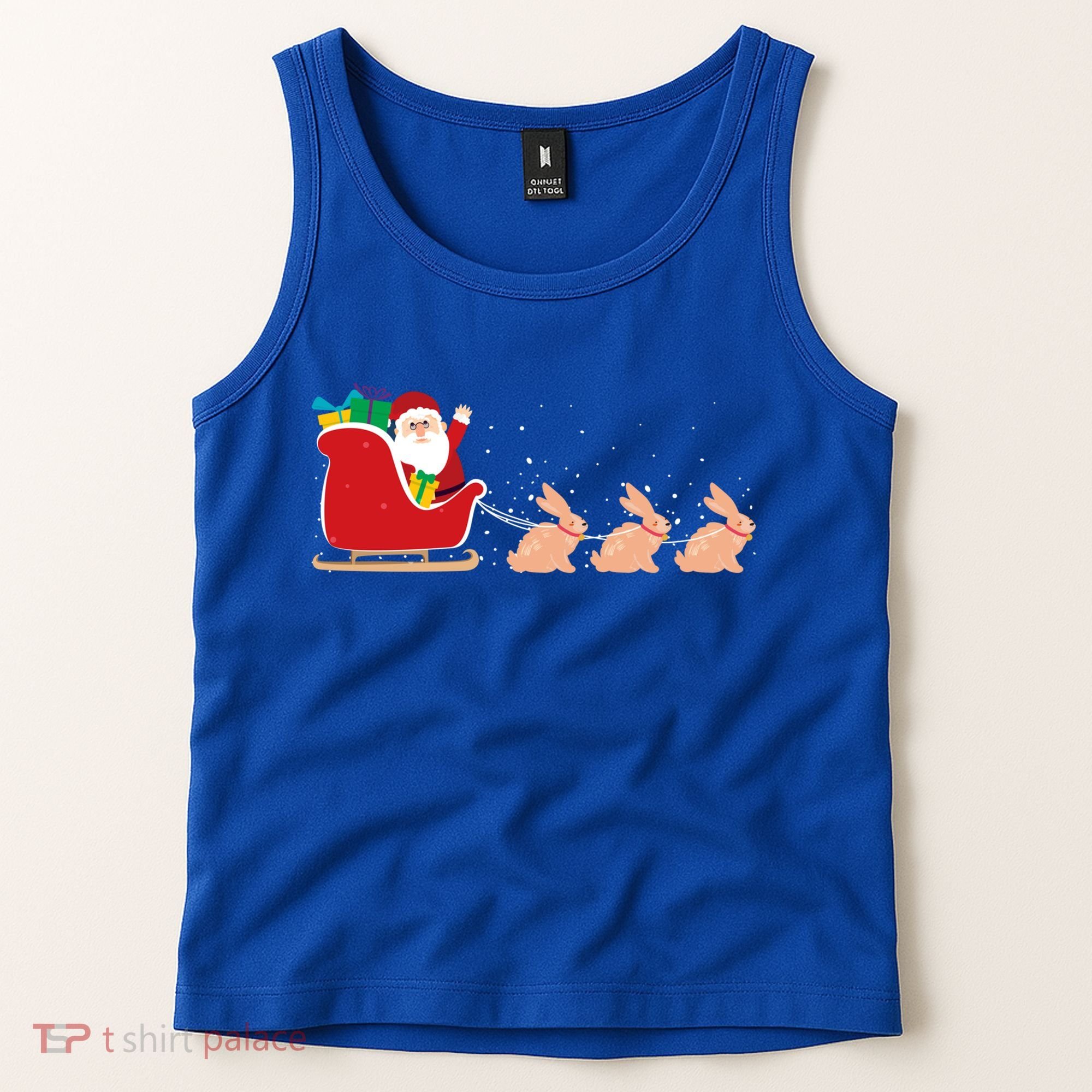 Rabbit Santa Christmas Sleigh Funny Rabbit Xmas Gift Tank Top