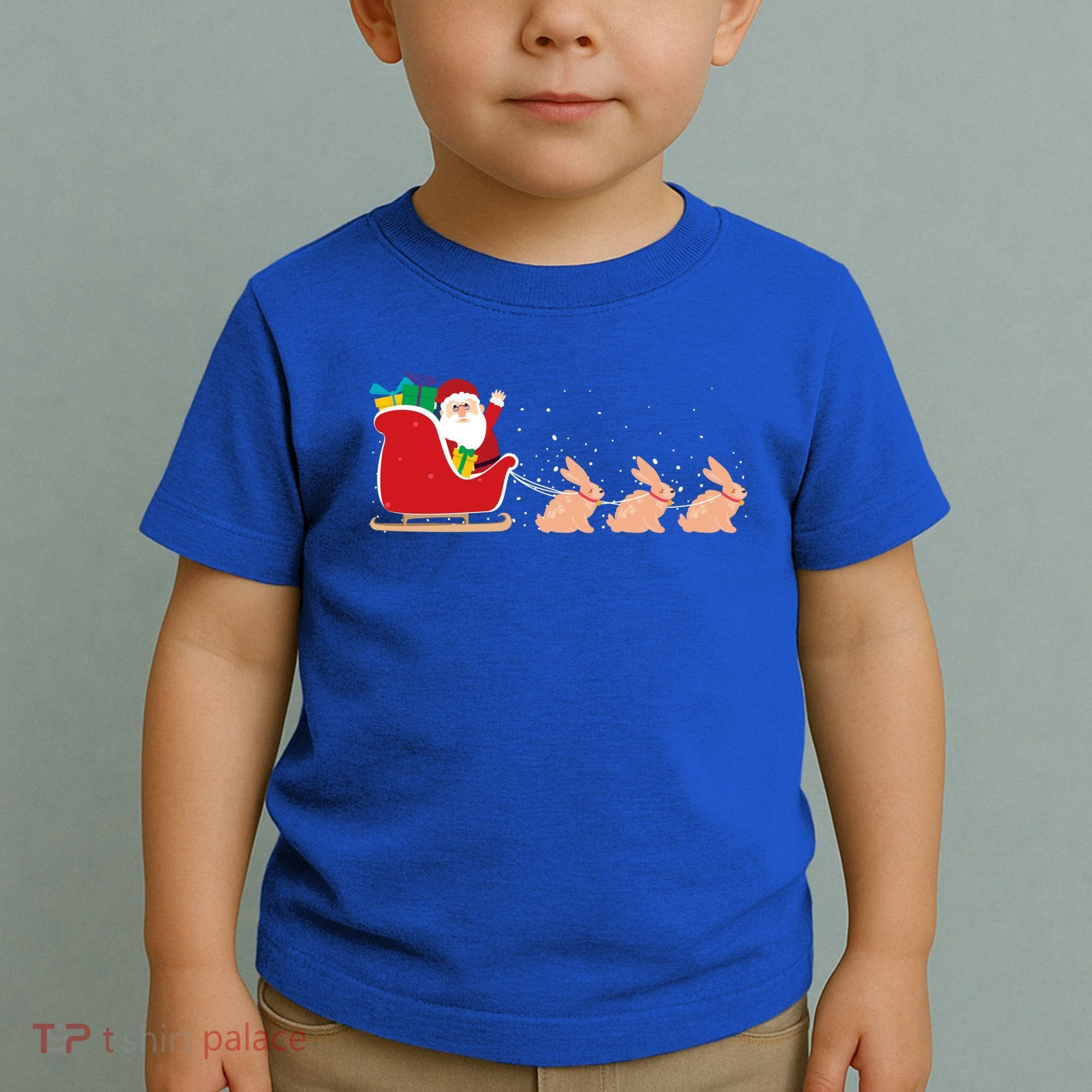 Rabbit Santa Christmas Sleigh Funny Rabbit Xmas Gift Toddler T-Shirt