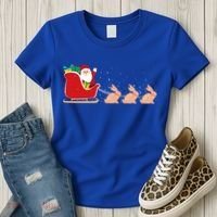Rabbit Santa Christmas Sleigh Funny Rabbit Xmas Gift Women's T-Shirt thumb 3