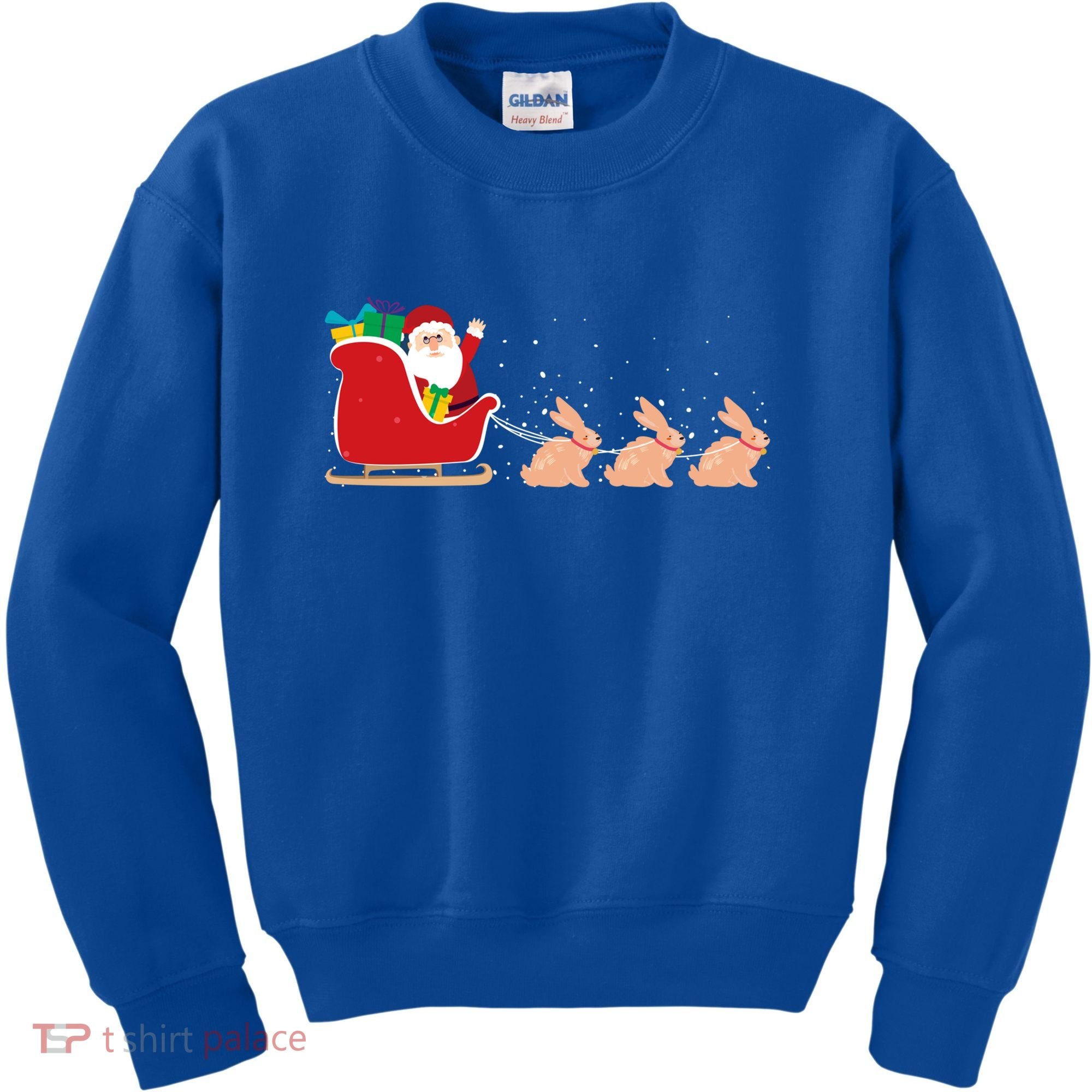 Rabbit Santa Christmas Sleigh Funny Rabbit Xmas Gift Kids Sweatshirt