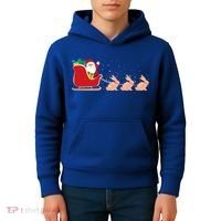 Rabbit Santa Christmas Sleigh Funny Rabbit Xmas Gift Kids Hoodie thumb 4