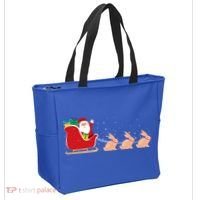 Rabbit Santa Christmas Sleigh Funny Rabbit Xmas Gift Tote Bag thumb 2