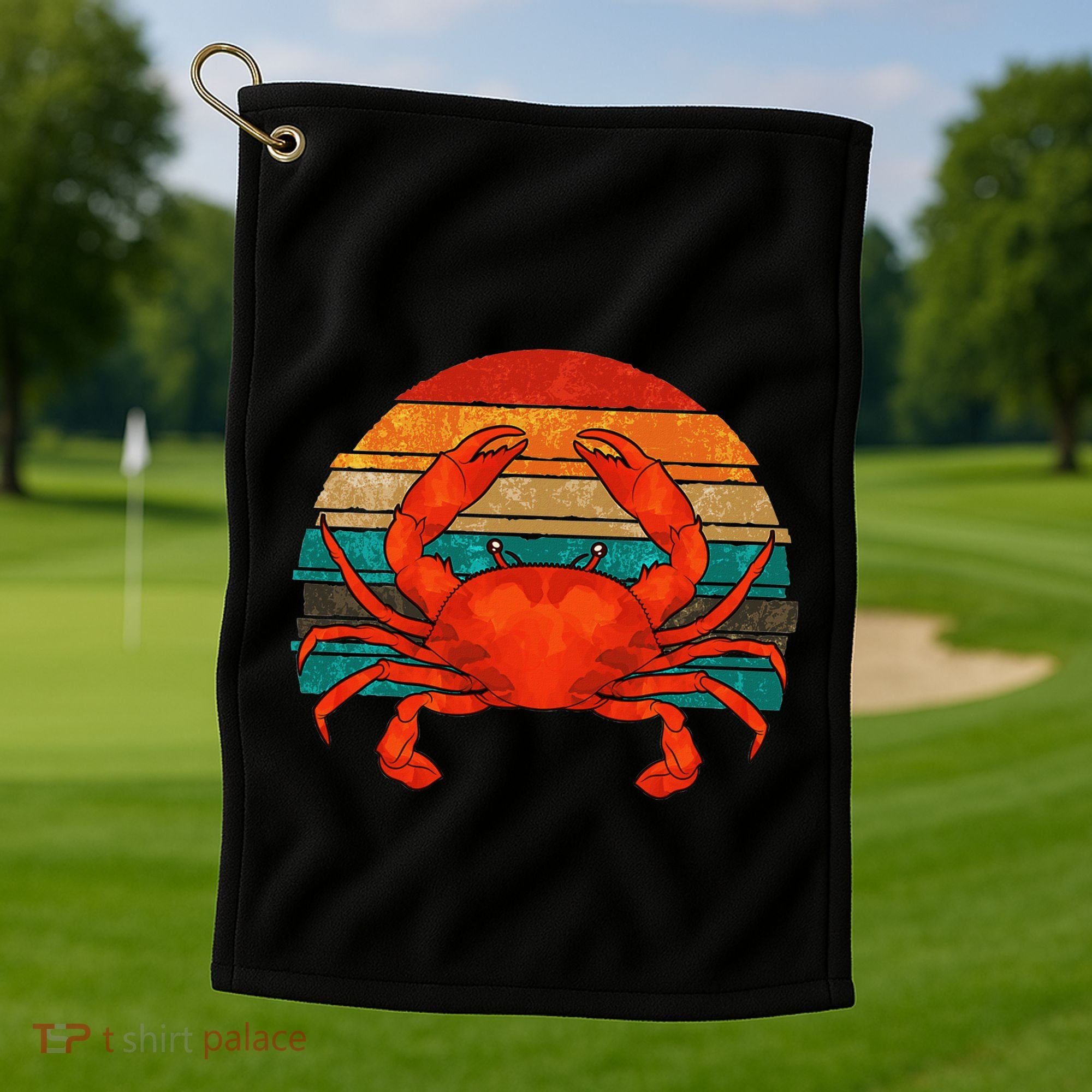 Retro Seafood Crab Lover Crabbing Sea Animal Crab Golf Towel