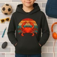 Retro Seafood Crab Lover Crabbing Sea Animal Crab Kids Hoodie thumb 2