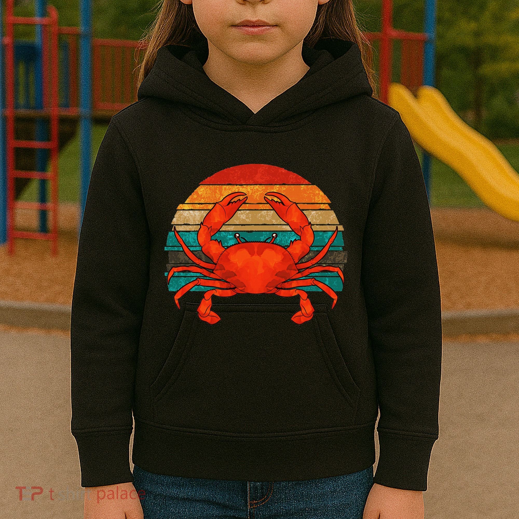Retro Seafood Crab Lover Crabbing Sea Animal Crab Kids Hoodie