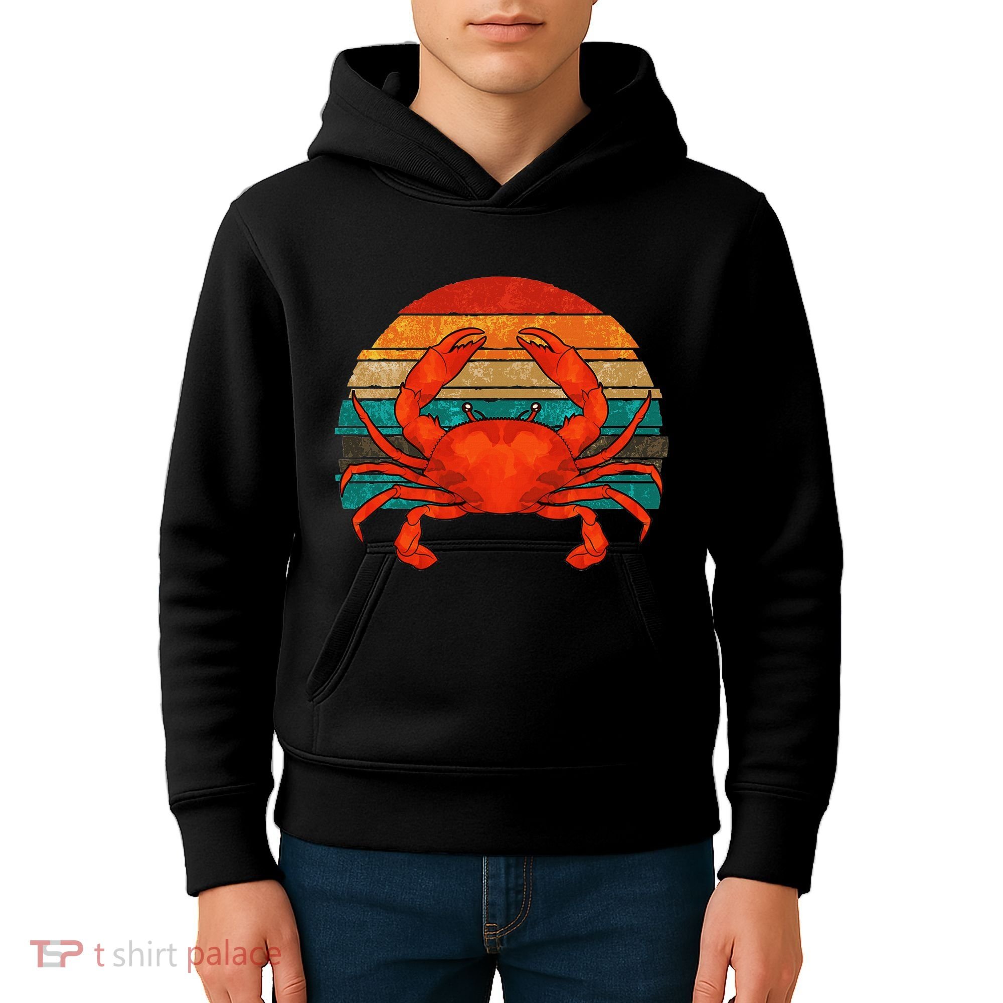 Retro Seafood Crab Lover Crabbing Sea Animal Crab Kids Hoodie