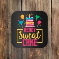 Ready Sweat Cake Wo Gym Fitness Workout Birthday Gift Coaster thumb 0