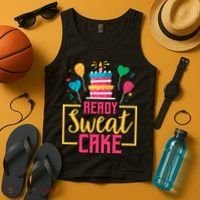 Ready Sweat Cake Wo Gym Fitness Workout Birthday Gift Tank Top thumb 4