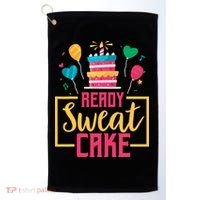 Ready Sweat Cake Wo Gym Fitness Workout Birthday Gift Golf Towel thumb 0
