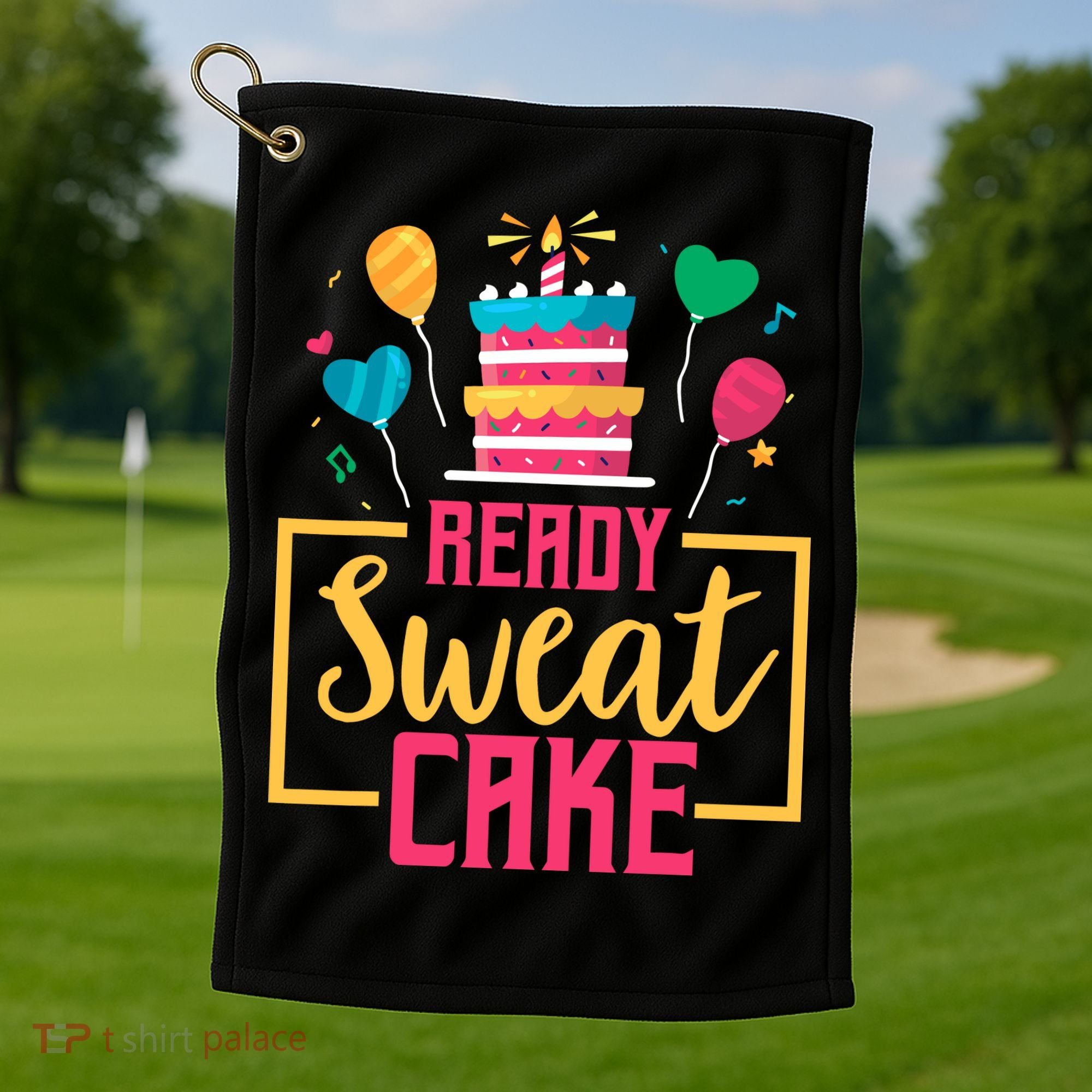 Ready Sweat Cake Wo Gym Fitness Workout Birthday Gift Golf Towel