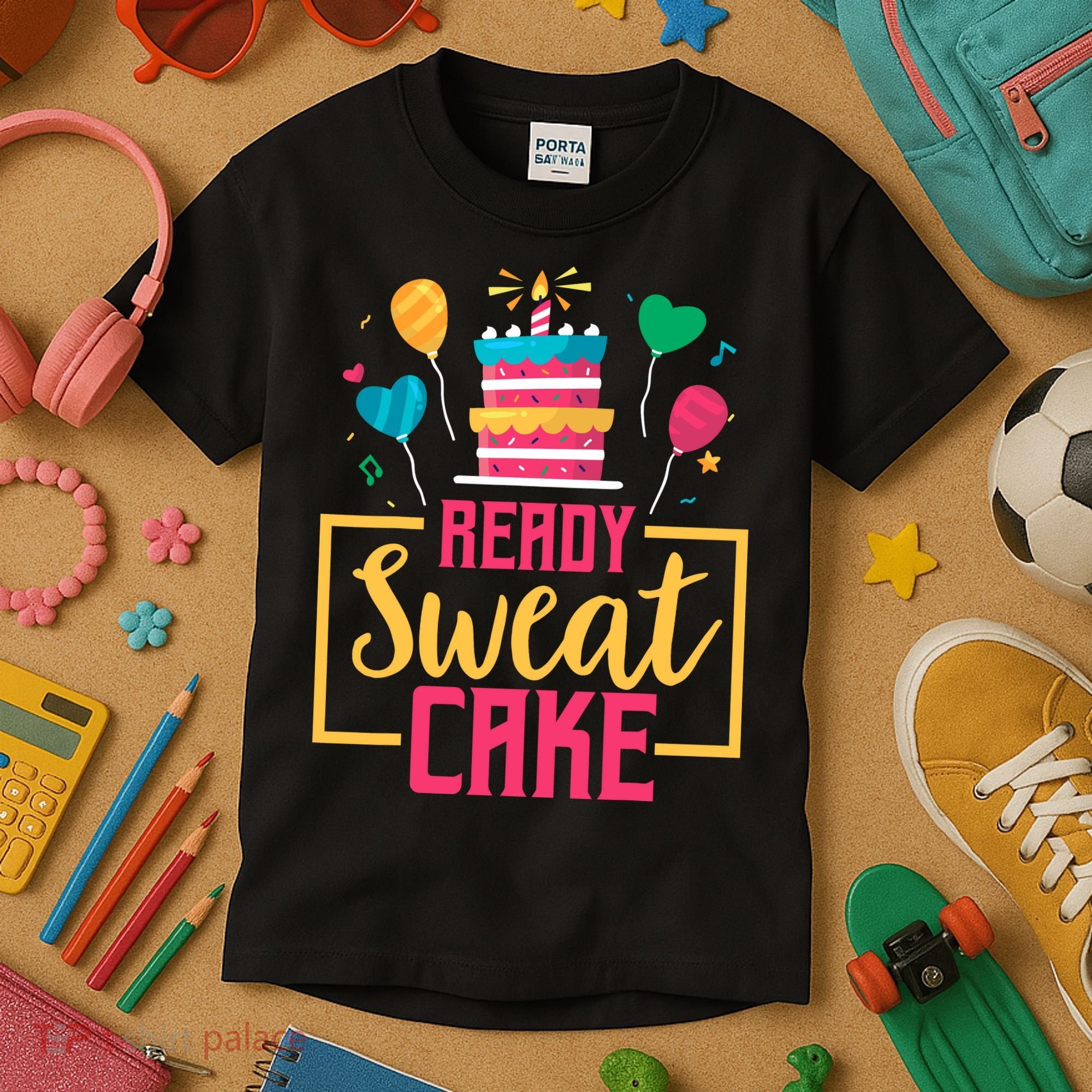 Ready Sweat Cake Wo Gym Fitness Workout Birthday Gift Kids T-Shirt