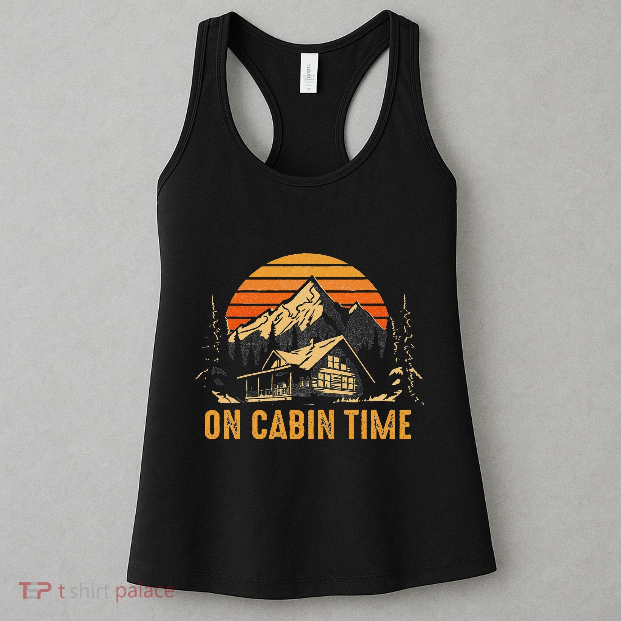 Retro Sunset Cabin Life Camping On Cabin Time Outdoor Women's Tank Top