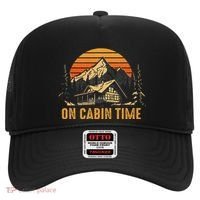 Retro Sunset Cabin Life Camping On Cabin Time Outdoor Hat thumb 0