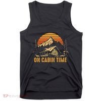 Retro Sunset Cabin Life Camping On Cabin Time Outdoor Tank Top thumb 0