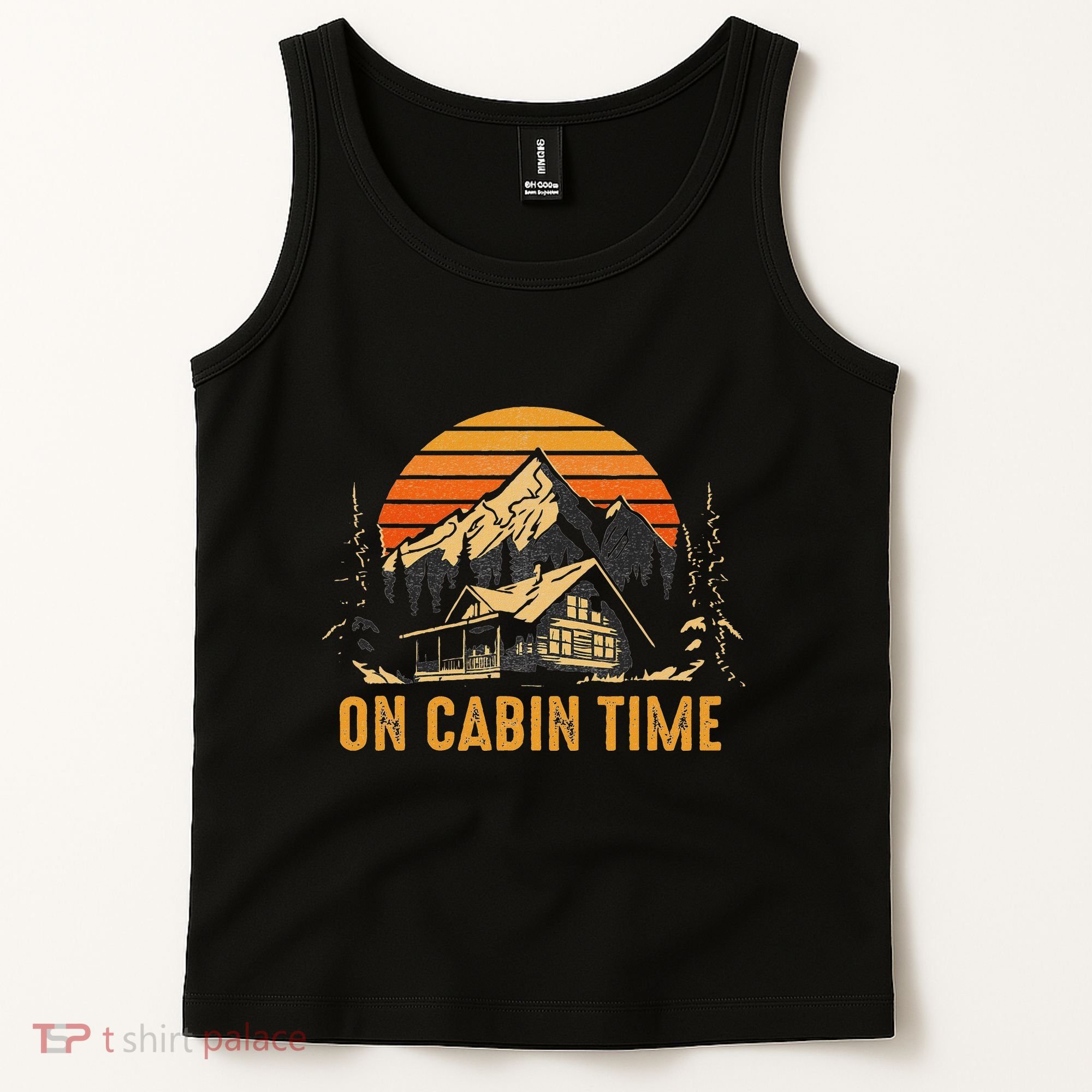 Retro Sunset Cabin Life Camping On Cabin Time Outdoor Tank Top