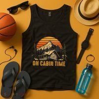 Retro Sunset Cabin Life Camping On Cabin Time Outdoor Tank Top thumb 4