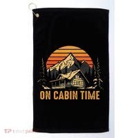 Retro Sunset Cabin Life Camping On Cabin Time Outdoor Golf Towel thumb 0