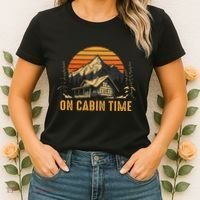 Retro Sunset Cabin Life Camping On Cabin Time Outdoor Women's T-Shirt thumb 2