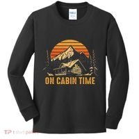 Retro Sunset Cabin Life Camping On Cabin Time Outdoor Kids Long Sleeve Shirt thumb 0