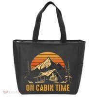 Retro Sunset Cabin Life Camping On Cabin Time Outdoor Tote Bag thumb 0