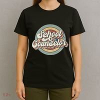 Retro School Counselor Back To School Teacher Squad Crew T-Shirt thumb 4