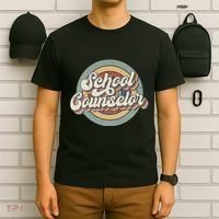 Retro School Counselor Back To School Teacher Squad Crew T-Shirt thumb 6