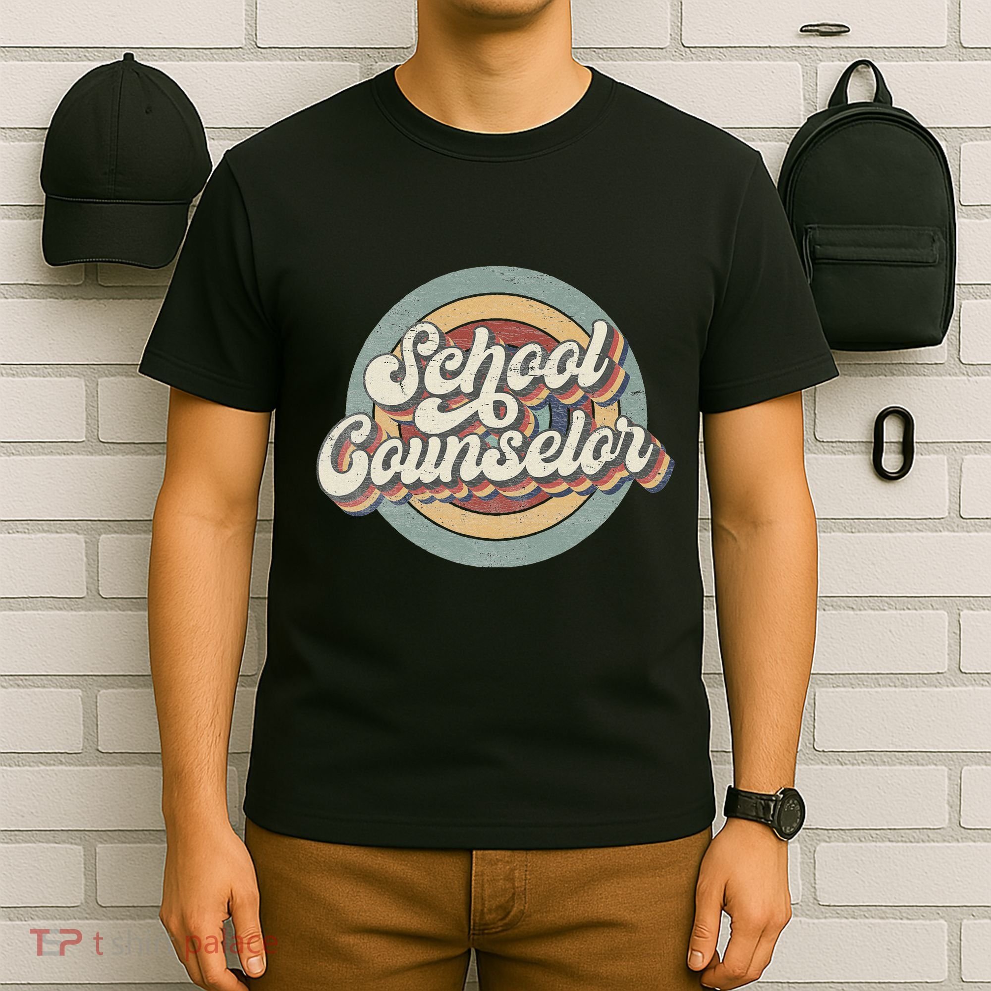 Retro School Counselor Back To School Teacher Squad Crew T-Shirt