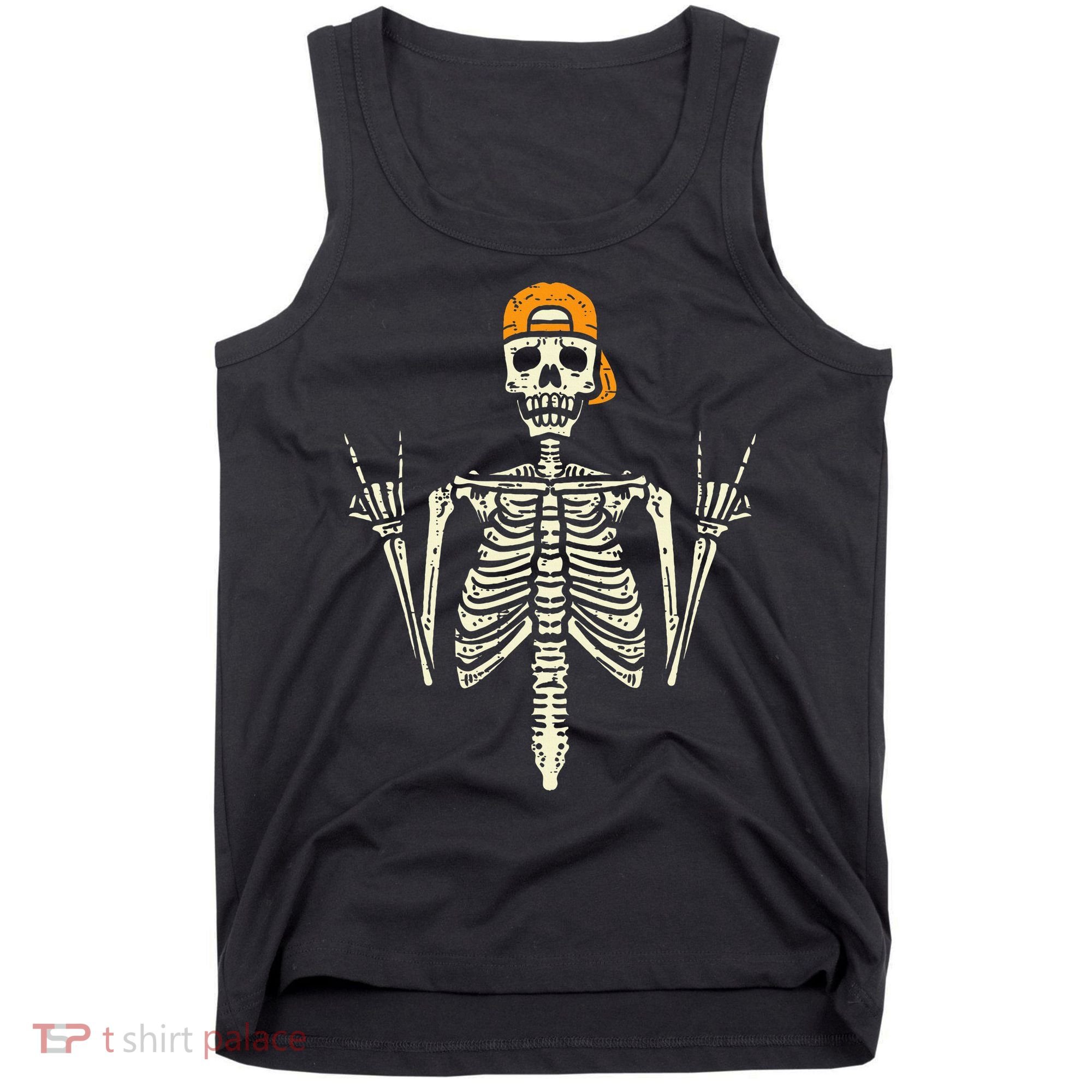 Rocker Skeleton Cap Skater Cool Halloween Punk Rock Tank Top