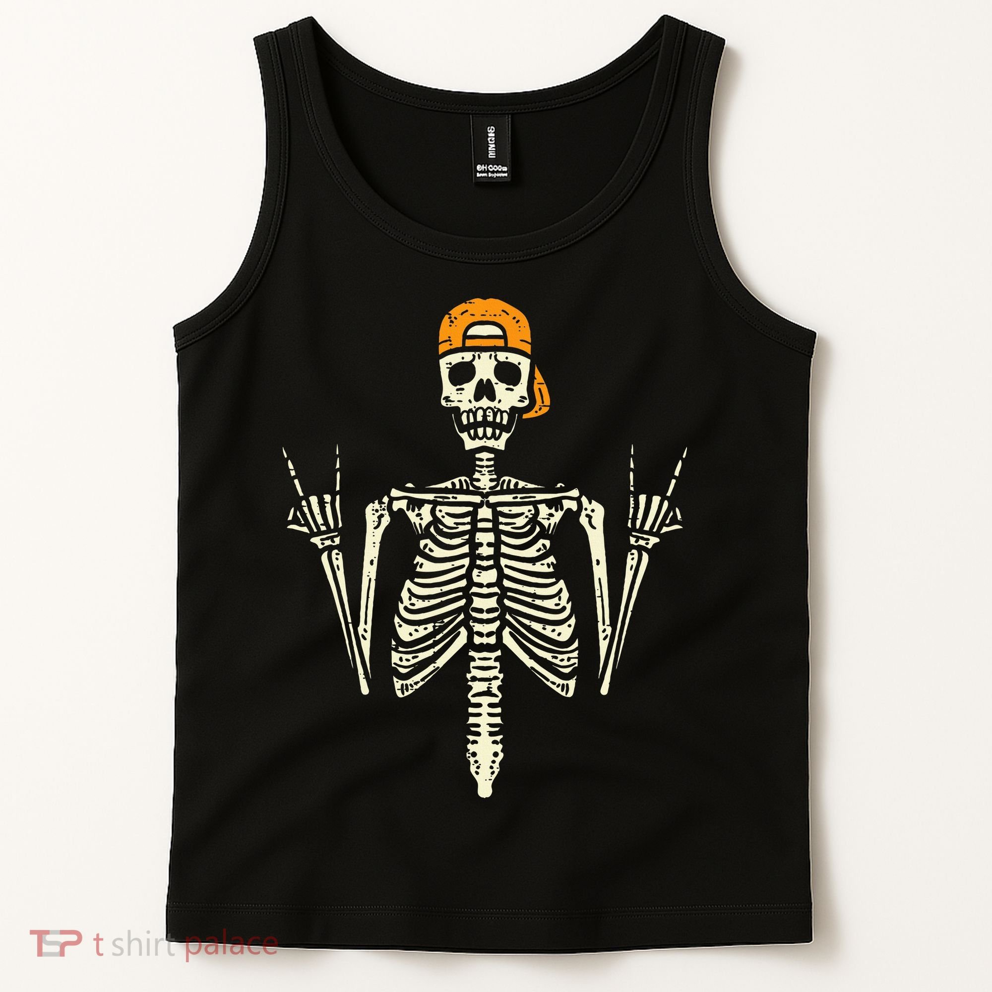 Rocker Skeleton Cap Skater Cool Halloween Punk Rock Tank Top
