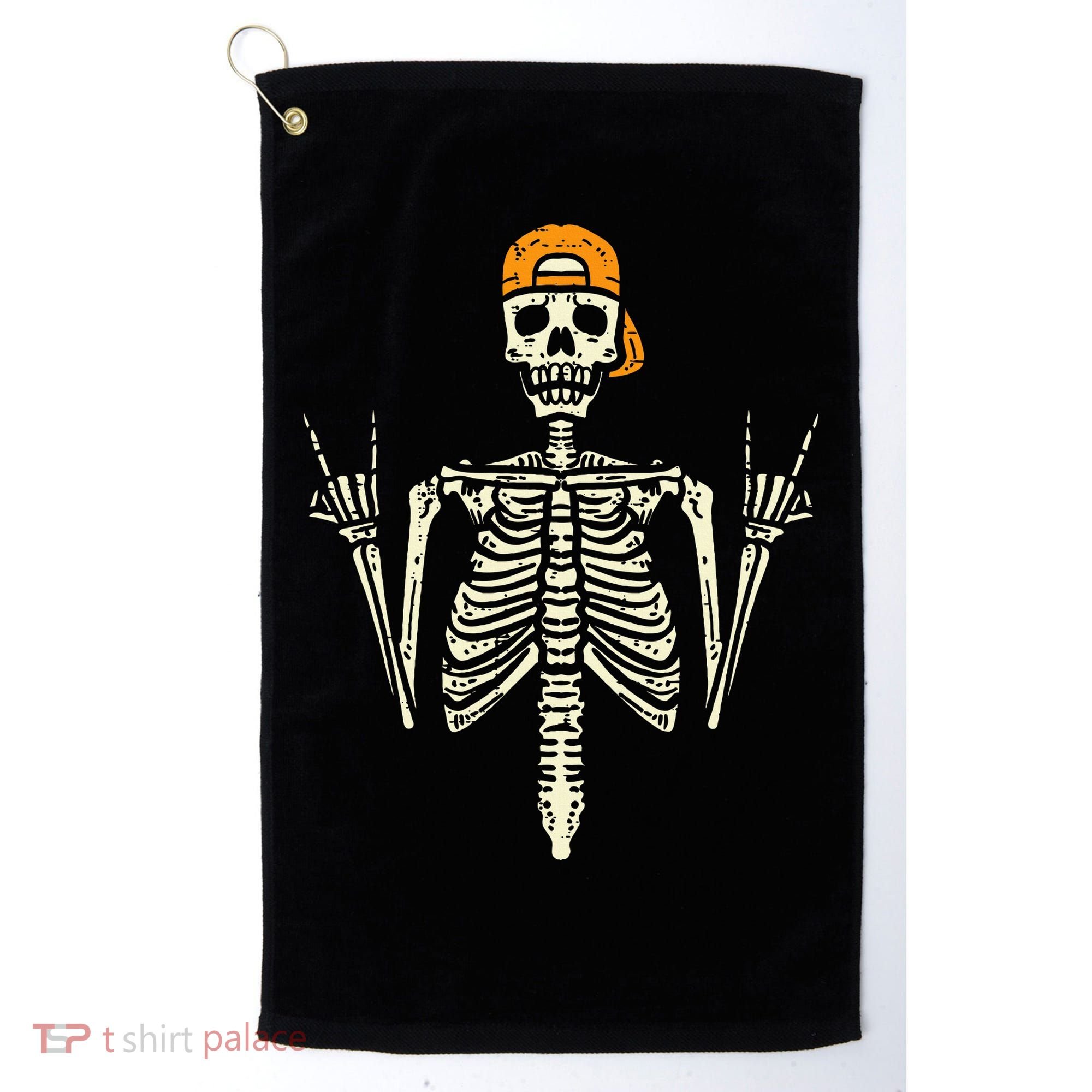 Rocker Skeleton Cap Skater Cool Halloween Punk Rock Golf Towel