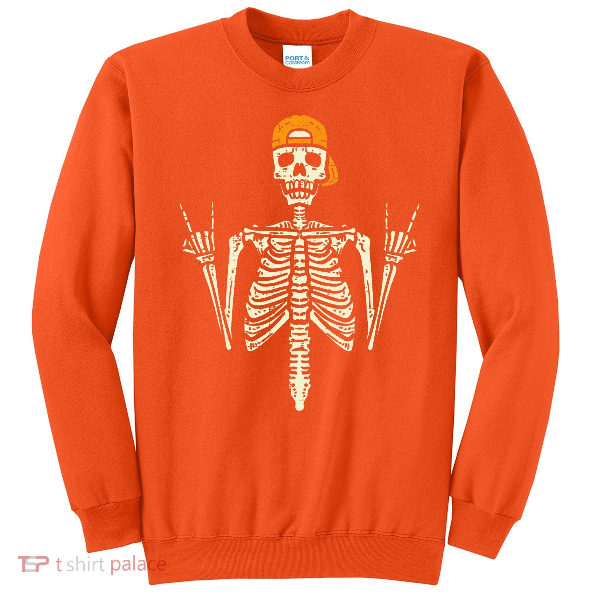 Rocker Skeleton Cap Skater Cool Halloween Punk Rock Sweatshirt
