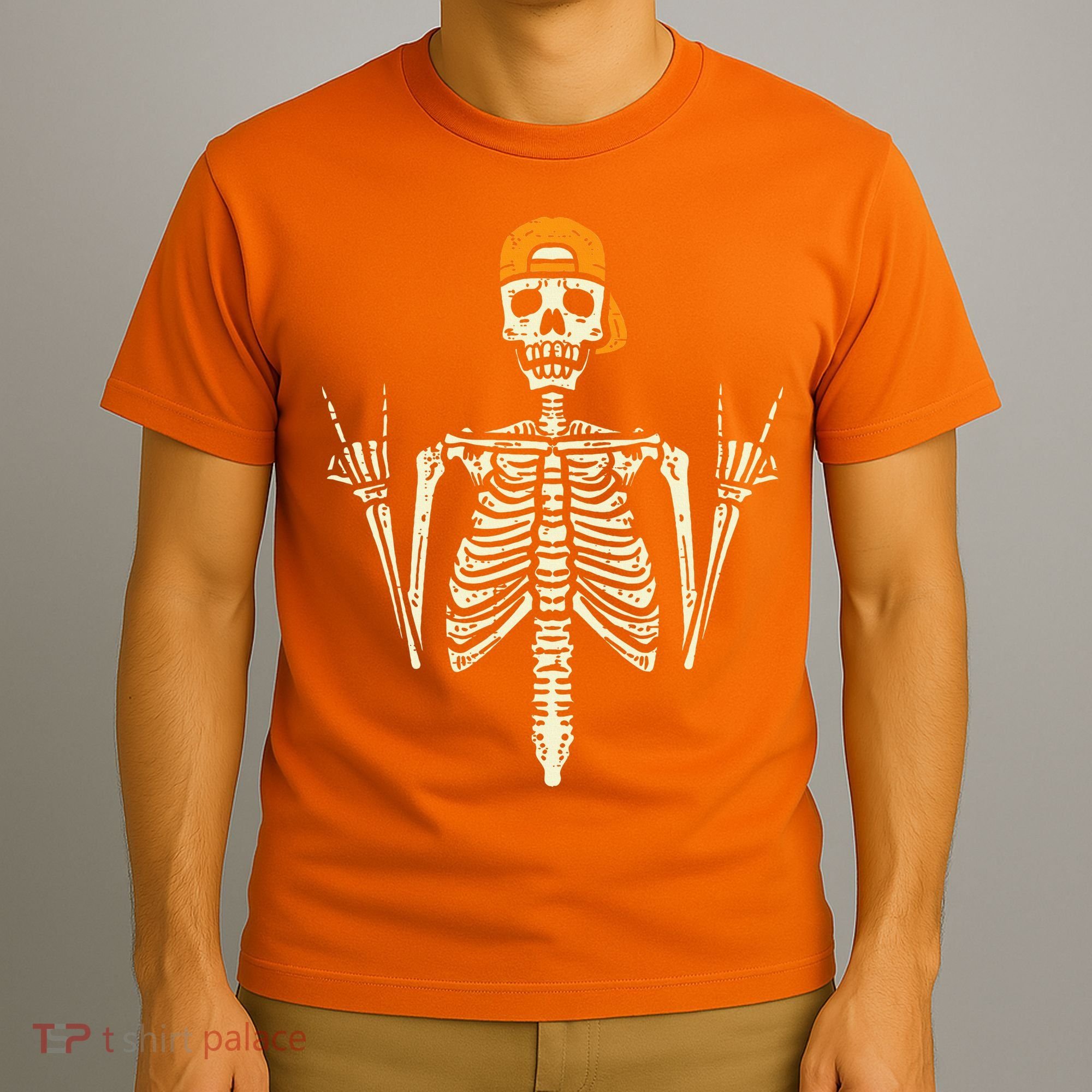 Rocker Skeleton Cap Skater Cool Halloween Punk Rock T-Shirt