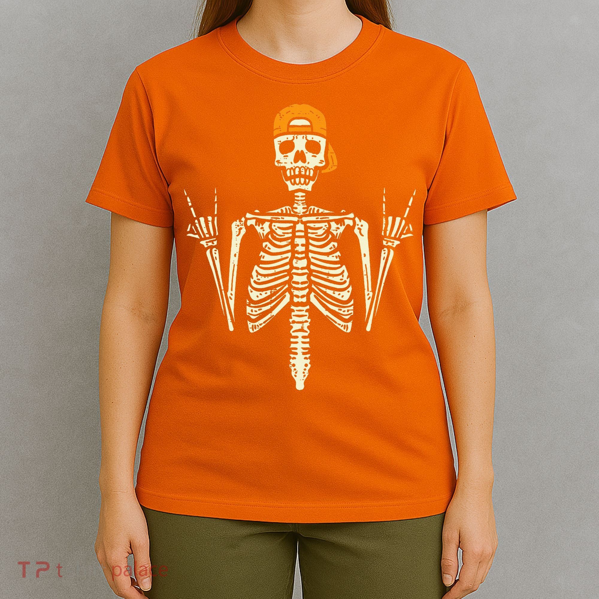Rocker Skeleton Cap Skater Cool Halloween Punk Rock T-Shirt