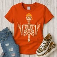 Rocker Skeleton Cap Skater Cool Halloween Punk Rock Women's T-Shirt thumb 3