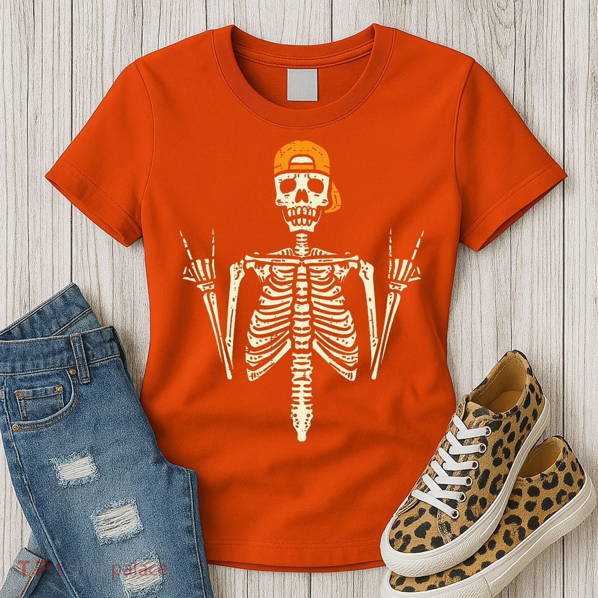 Rocker Skeleton Cap Skater Cool Halloween Punk Rock Women's T-Shirt
