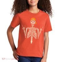 Rocker Skeleton Cap Skater Cool Halloween Punk Rock Kids T-Shirt thumb 2