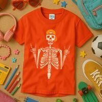 Rocker Skeleton Cap Skater Cool Halloween Punk Rock Kids T-Shirt thumb 3