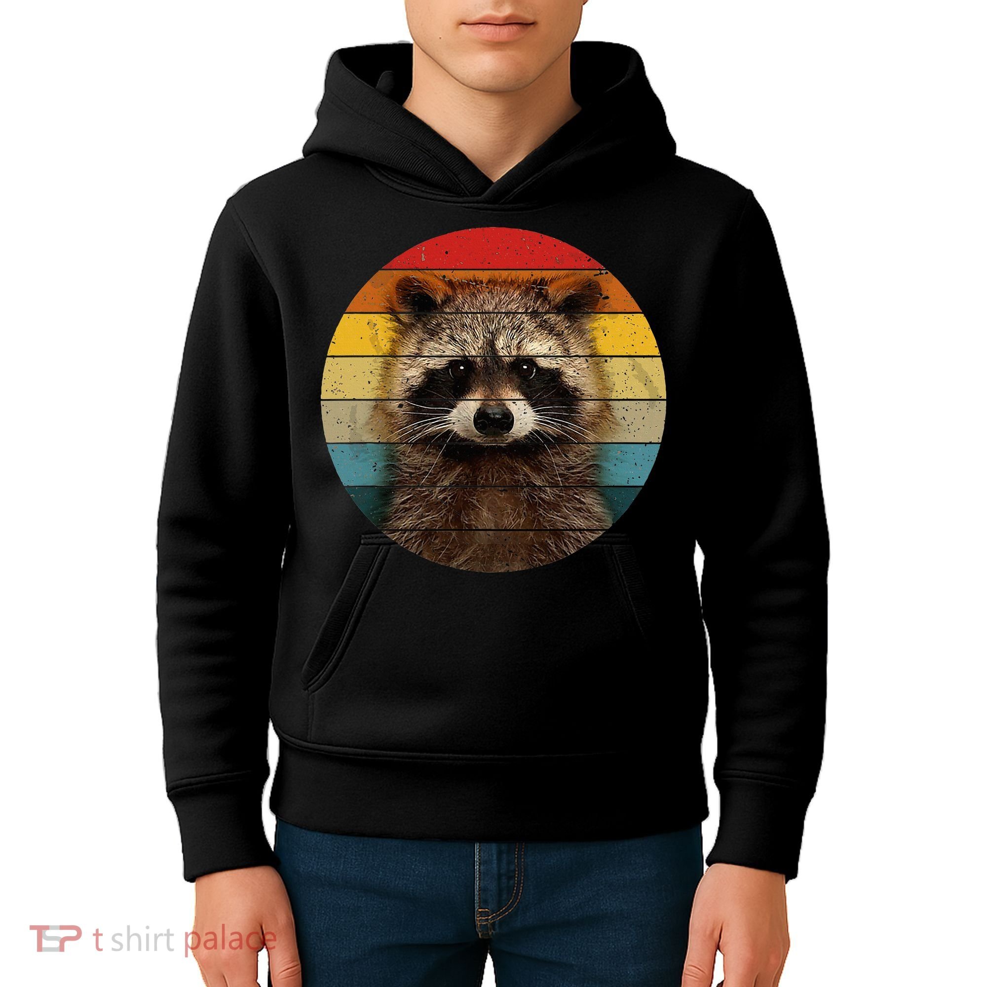 Raccoon Sunset Cute Baby Raccoon Kids Hoodie