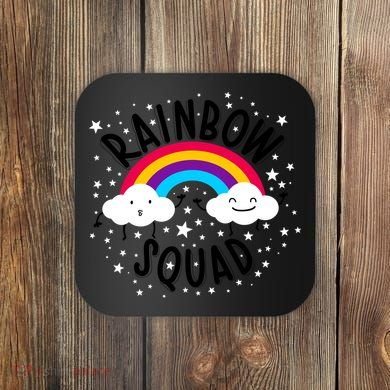 Rainbow Squad Cute Funny Cloud Sky Stars Coaster