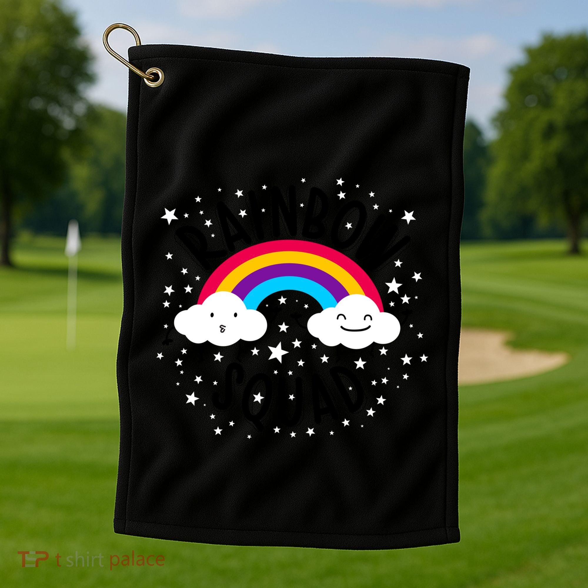 Rainbow Squad Cute Funny Cloud Sky Stars Golf Towel