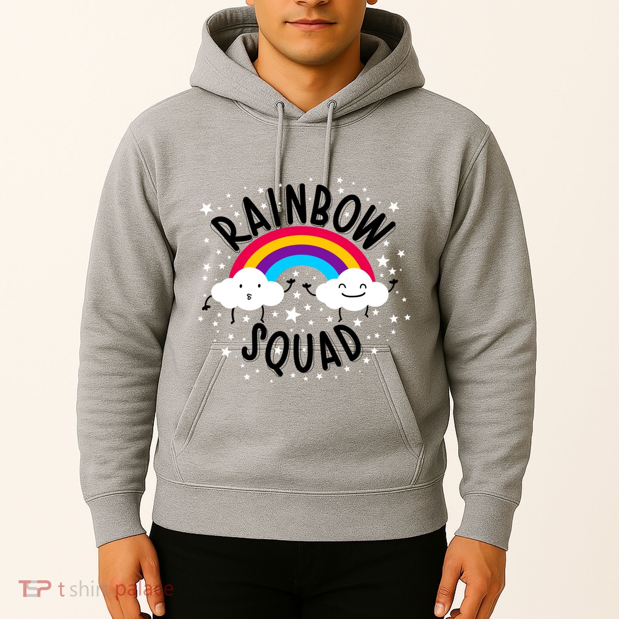 Rainbow Squad Cute Funny Cloud Sky Stars Hoodie