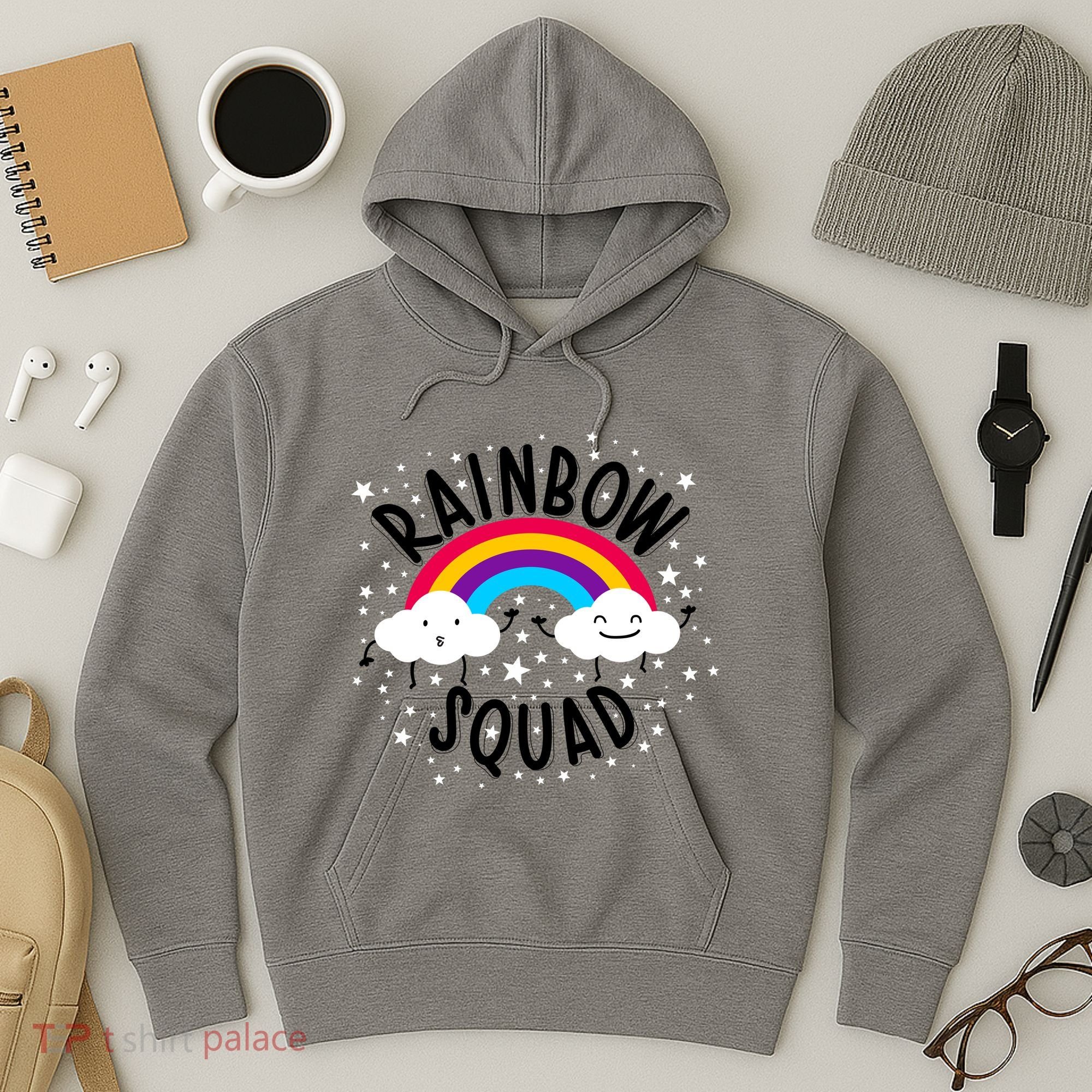Rainbow Squad Cute Funny Cloud Sky Stars Hoodie