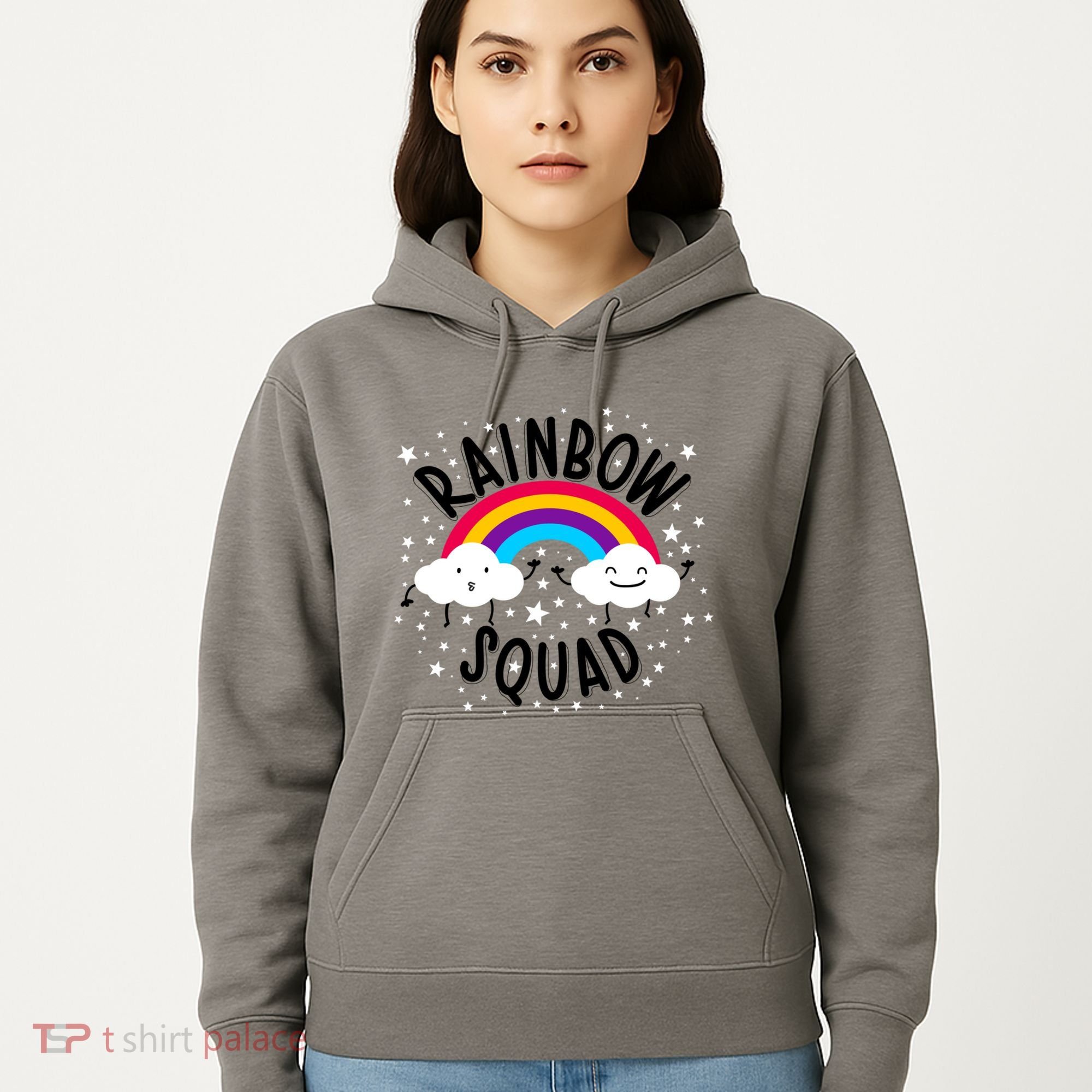 Rainbow Squad Cute Funny Cloud Sky Stars Hoodie